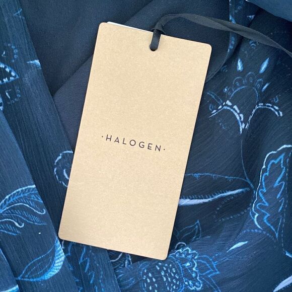 Halogen Womens Mini Dress Chiffon Faux Wrap Tie Half Sleeve Size Small NWT - Picture 8 of 9